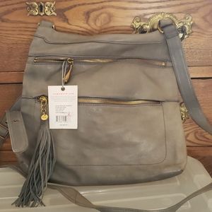 HOBO crossbody gray pebbled leather purse